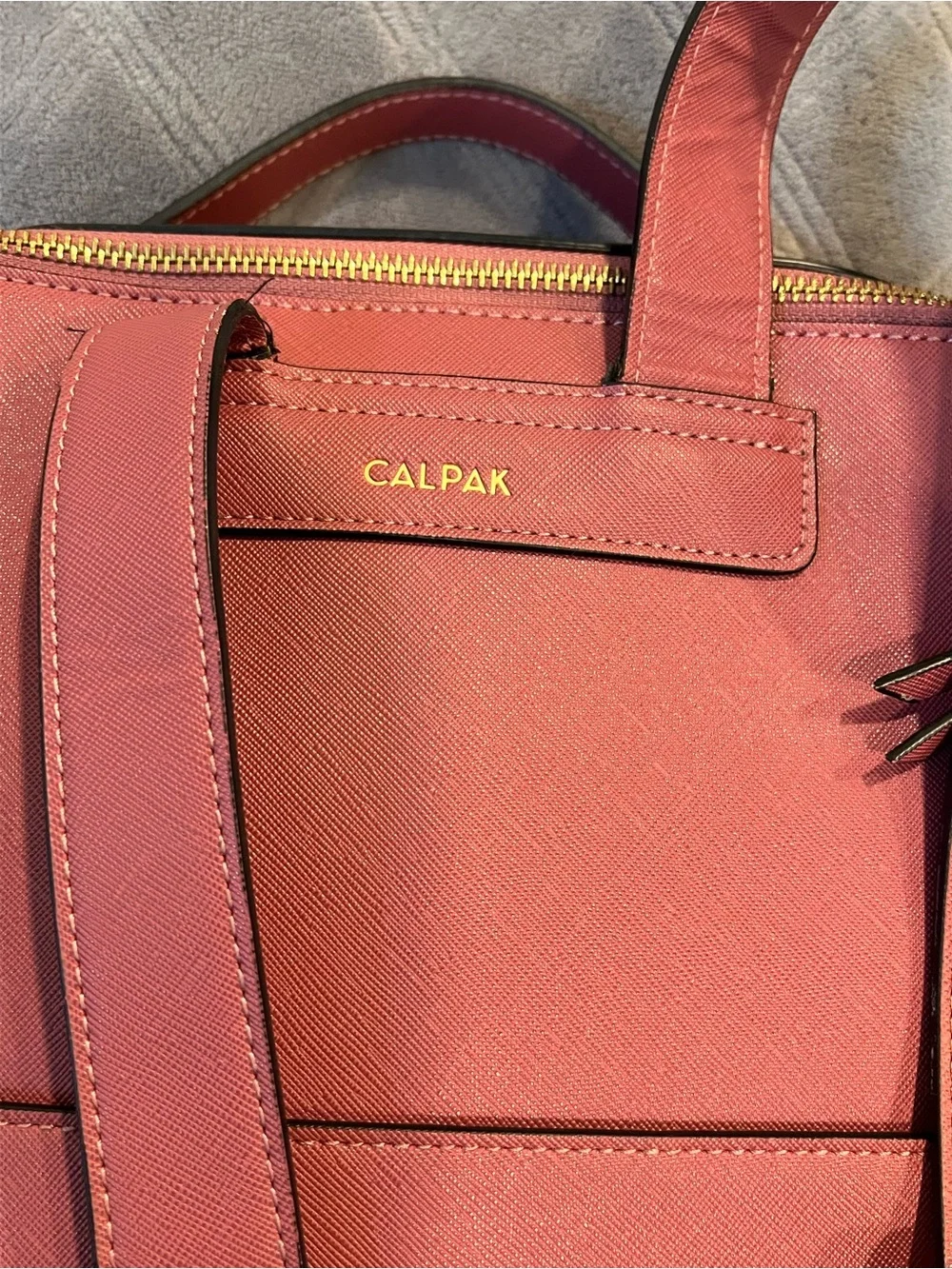 Calpak Rose Leather Backpack with Whipstitch Trim